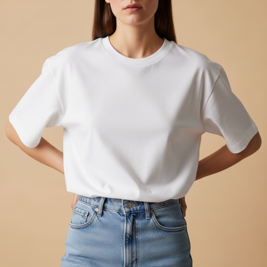 Pure Cotton Oversize Bisiklet Yaka Tişört