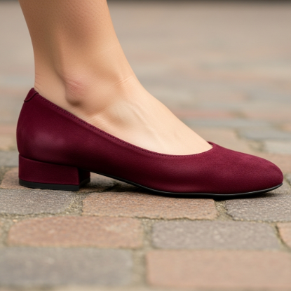 Velvet Hush: Alçak Blok Topuklu Süet Kadın Babet